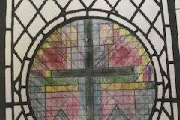 Leo's stained glass window design