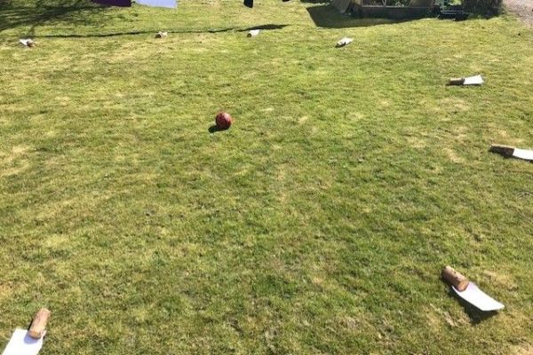 Learning about time on a homemade giant clock!