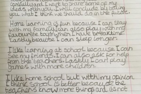 Karolina's home learning letter