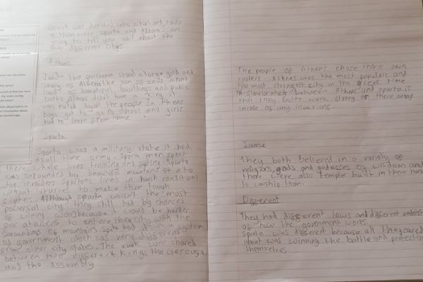 An excellent comparison of Sparta and Athens. Well done Hope!