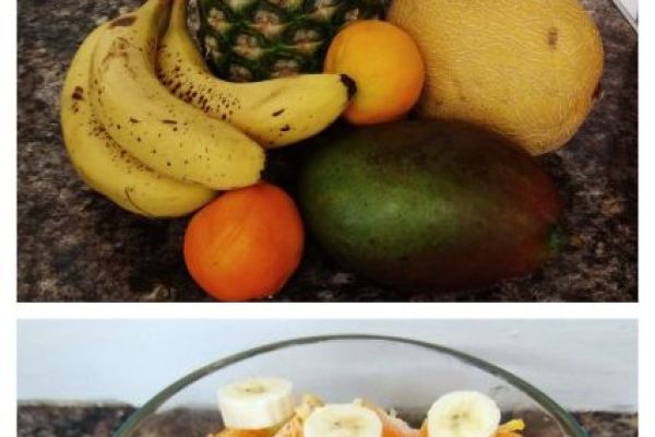 Poppy has found out about fruits that grow in Africa, and then made a yummy fruit salad